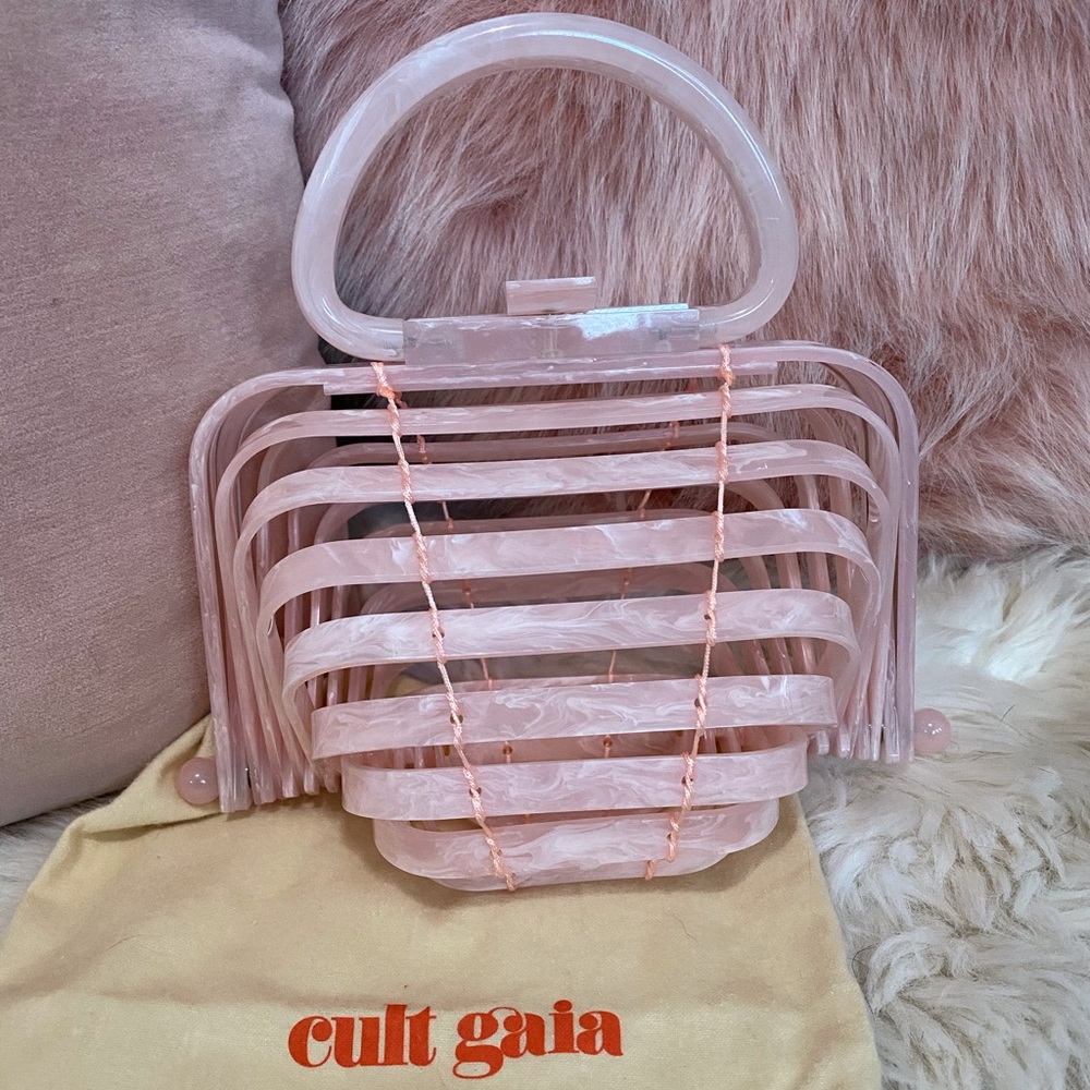 Cult Gaia Acrylic Lilleth Clutch in Pink